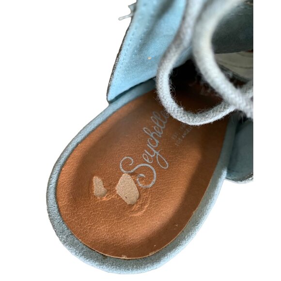SEYCHELLES Baby Blue Suede "Play Along" Gladiator Stiletto Heels Size 8 - Picture 6 of 8